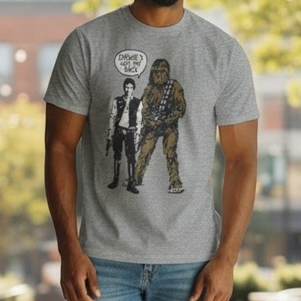 Star Wars - Han Solo Chewbacca Gray Graphic T-Shirt Mens L
